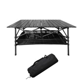 Folding Camping Table,46x22 inch Lightweight Fold Up Tables, Aluminum & Steel Outdoor Portable Side Desks with Large Storage and Carry Bag